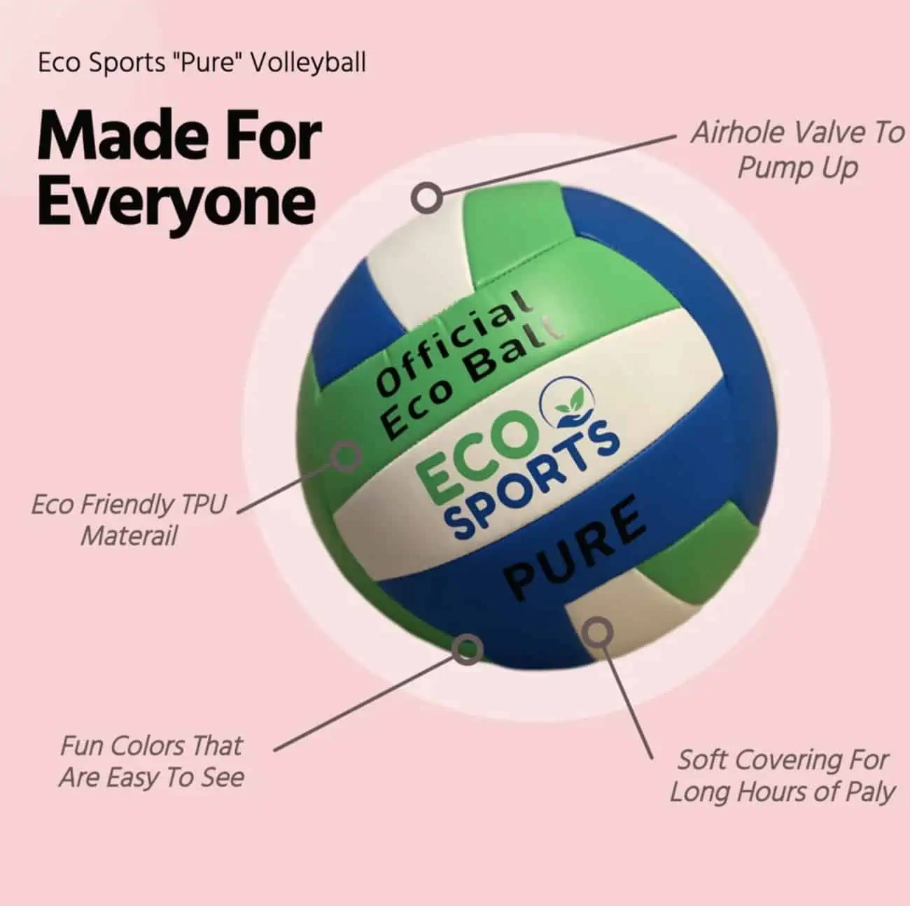 cruelty free vegan volleyball by eco sports with benefits outlined