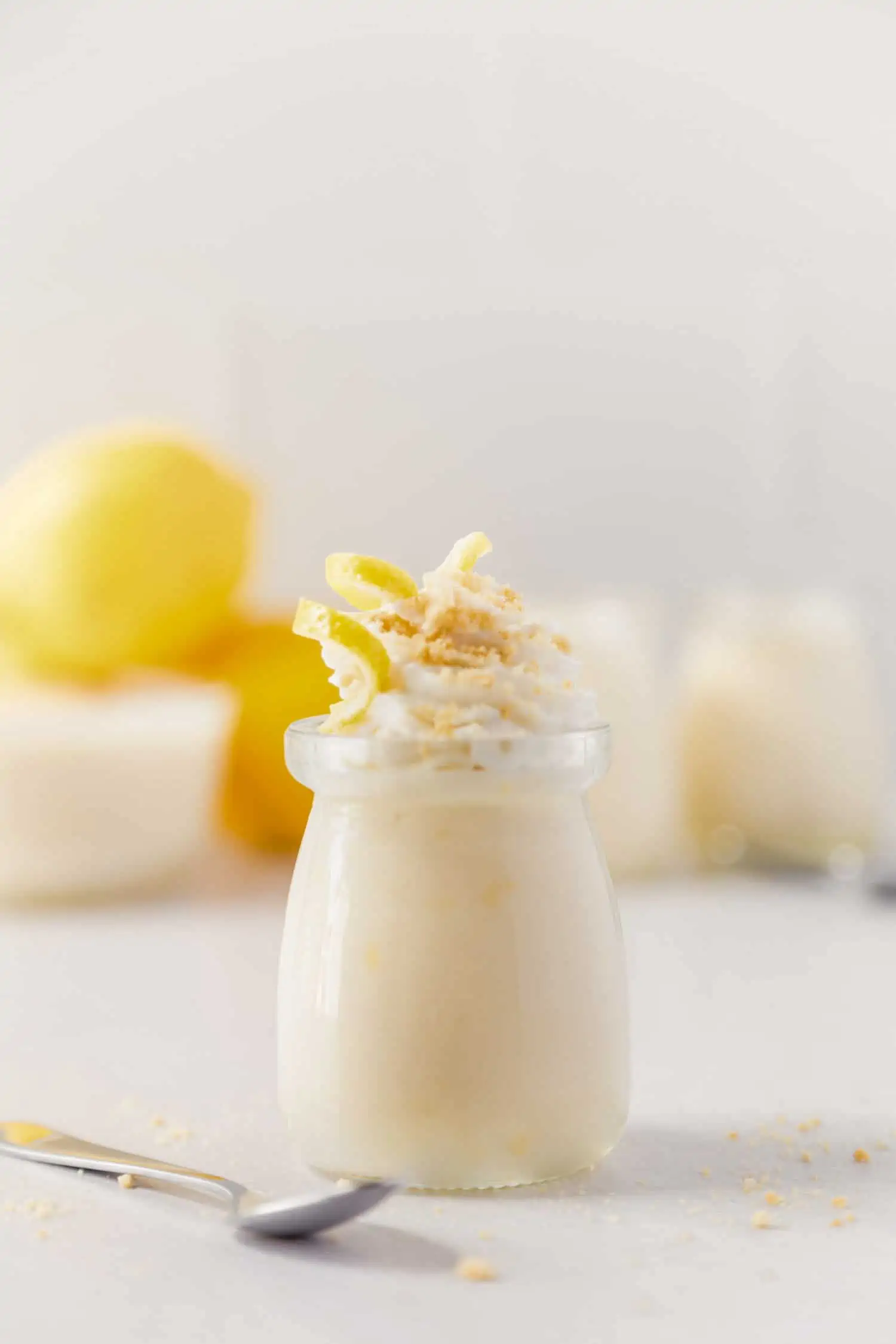 A jar of vegan lemon custard.