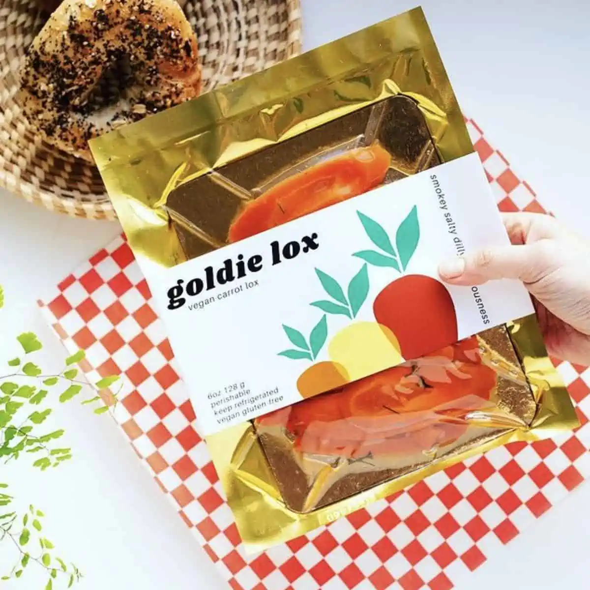 Goldie Lox brand vegan gluten-free carrot lox in package