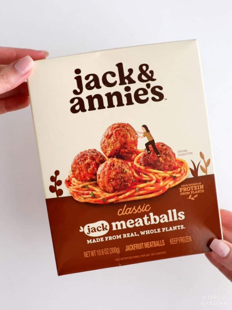 box of jack and annies vegan jackfruit meatballs