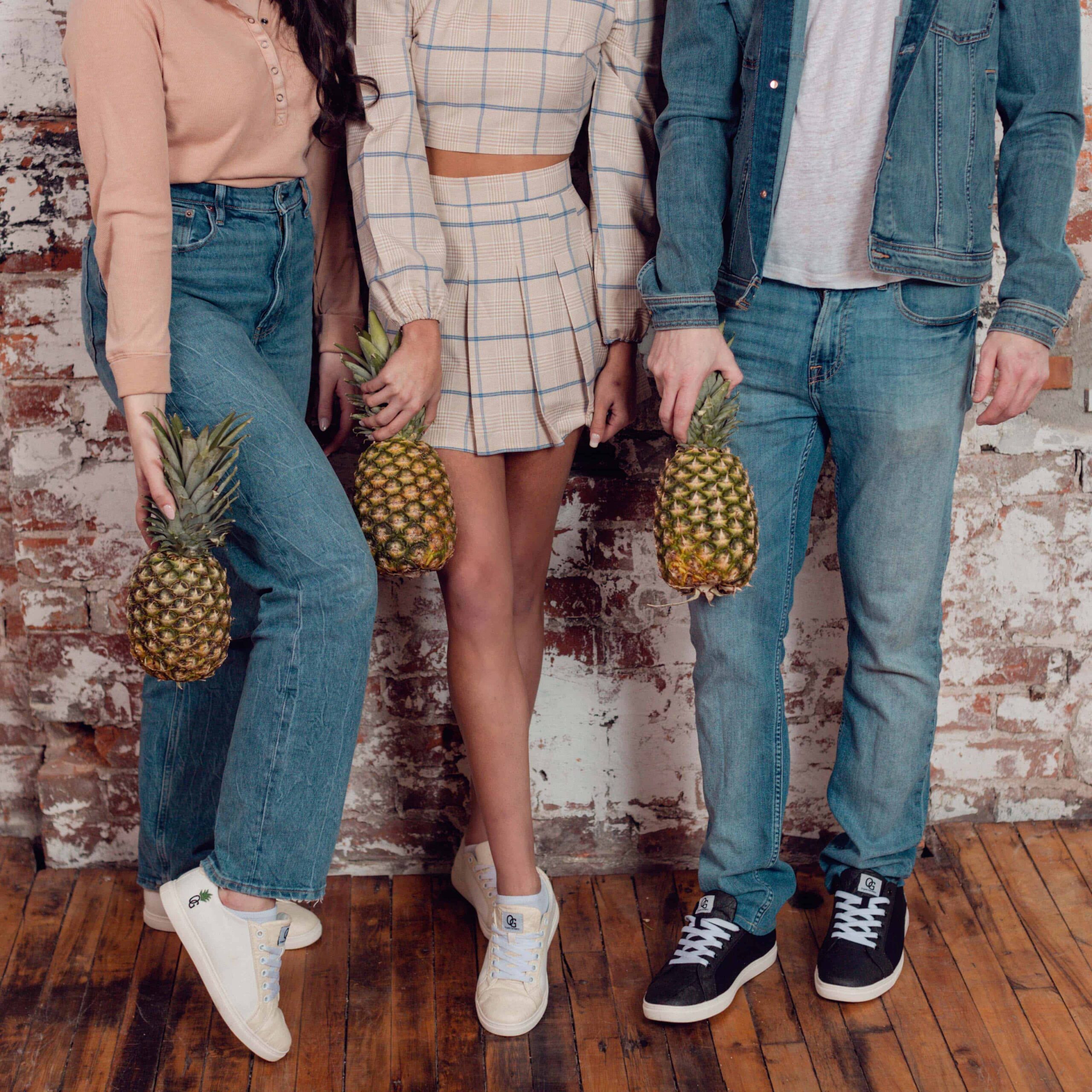 vegan shoes made from pineapple leather and hemp from organic garments