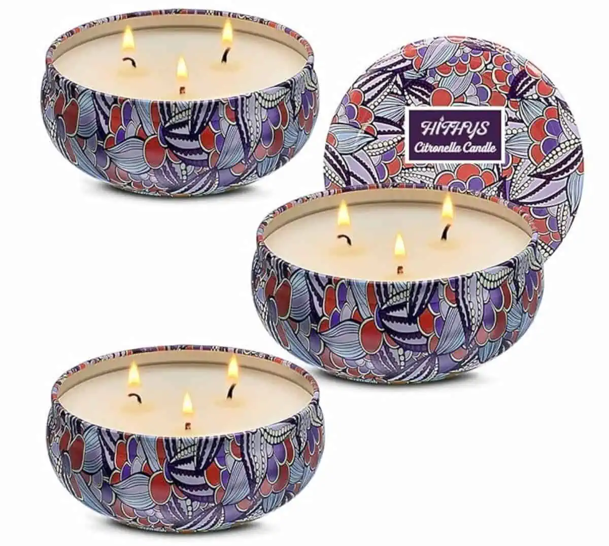 Three Hithys brand candle tins.