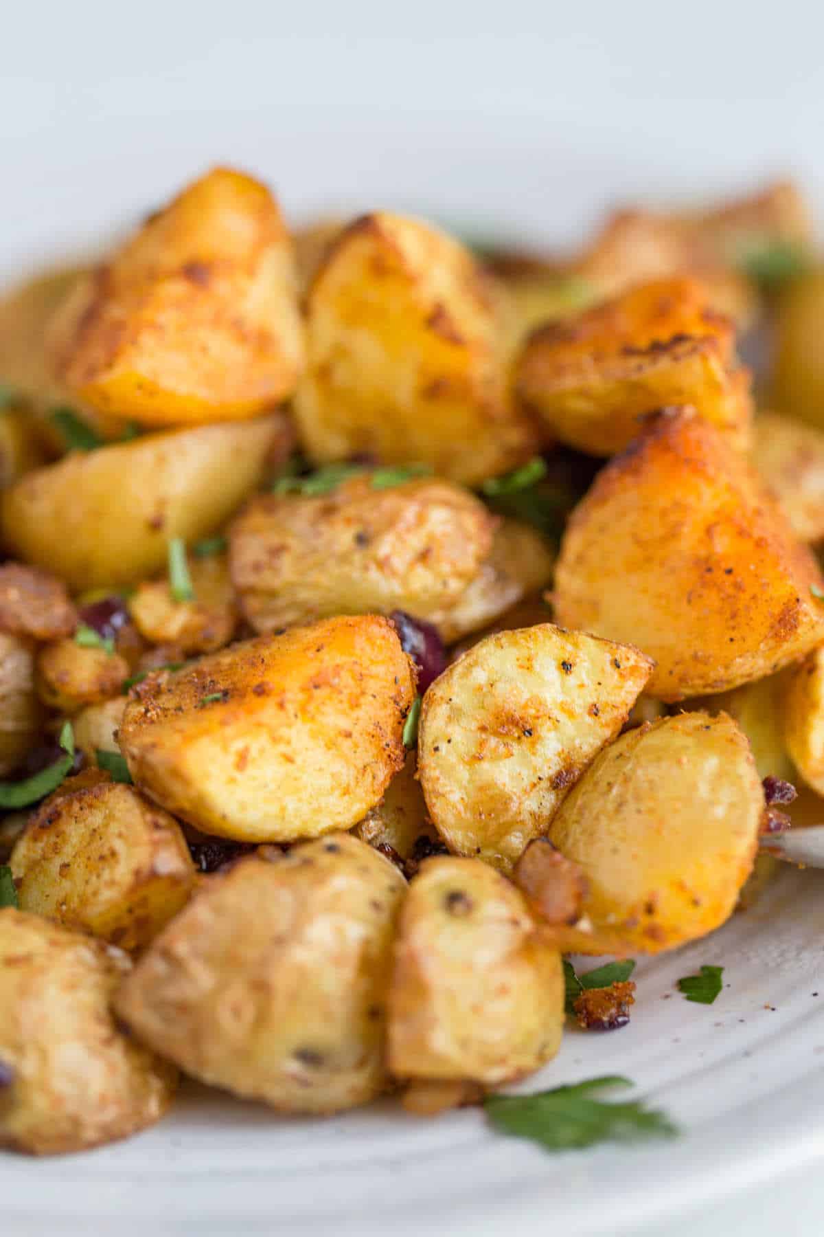 Air fryer home fries on a plate.
