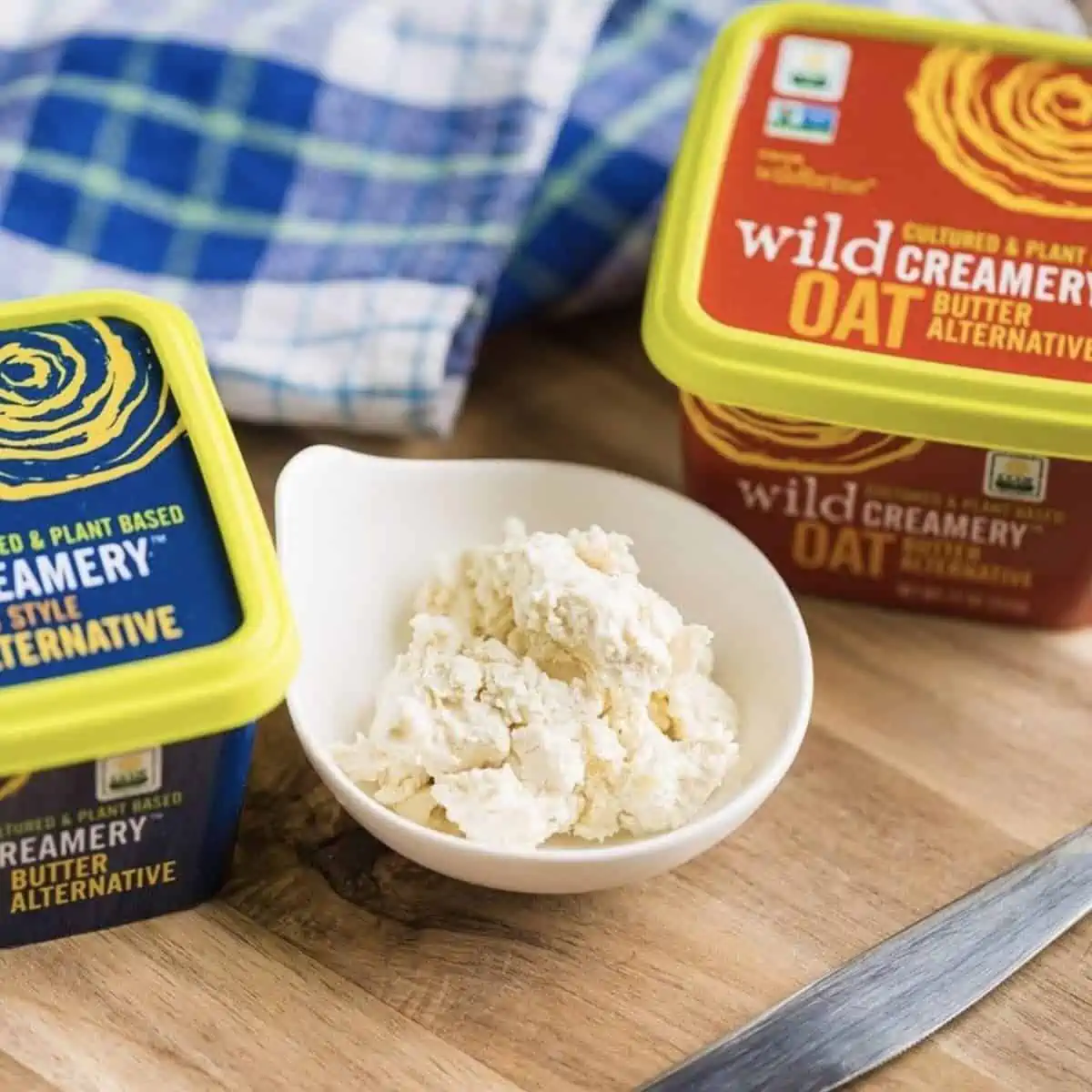 Two tubs of Wild Creamery's oat butter alternative. 