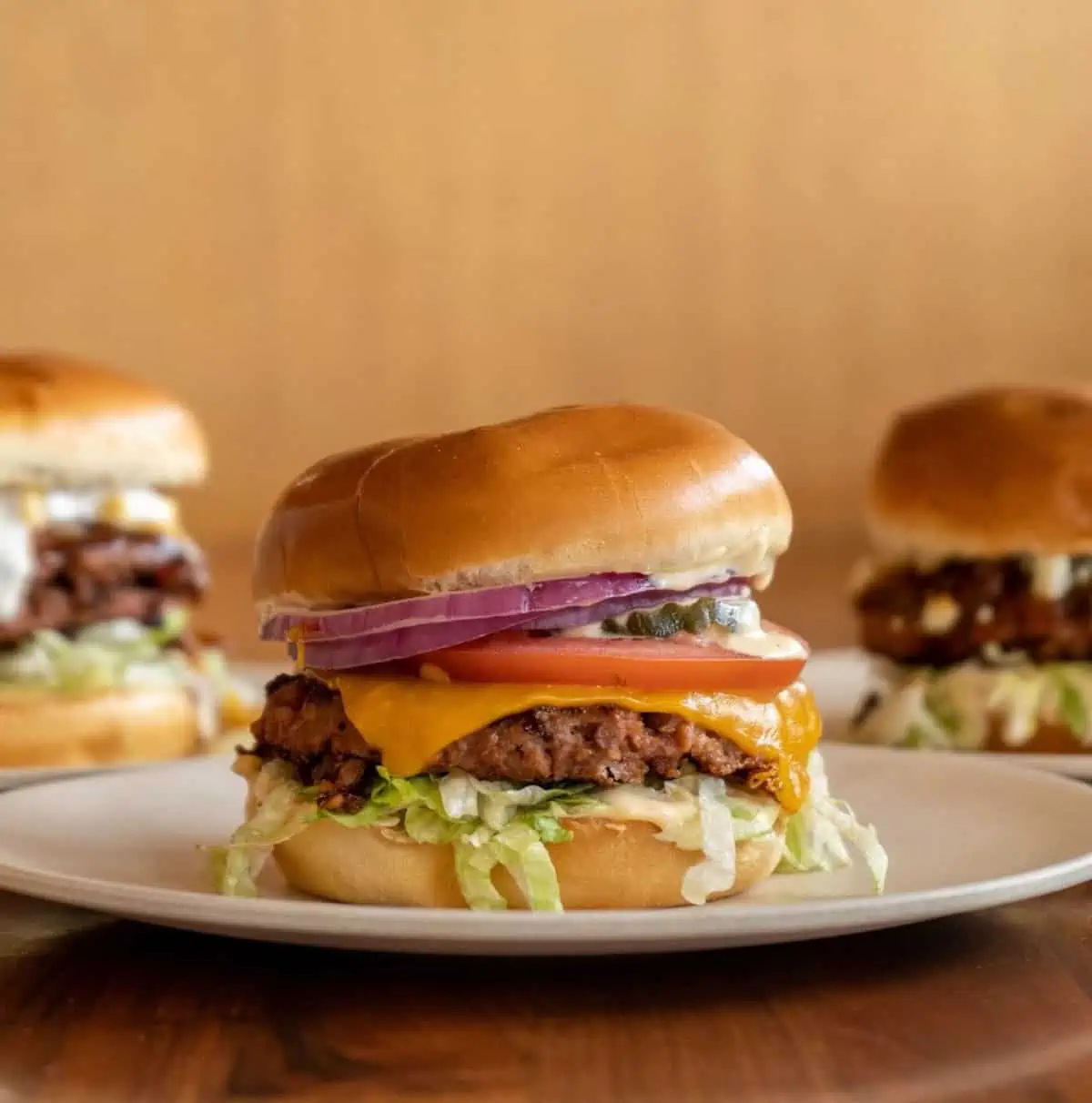 Vegan cheeseburgers from Veggie Grill.