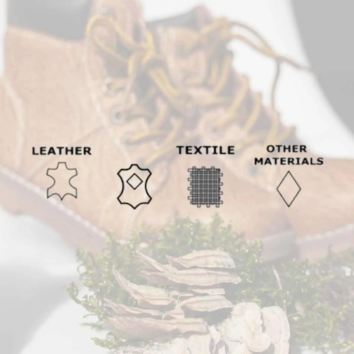 Leather symbols that show what a product is made from. 