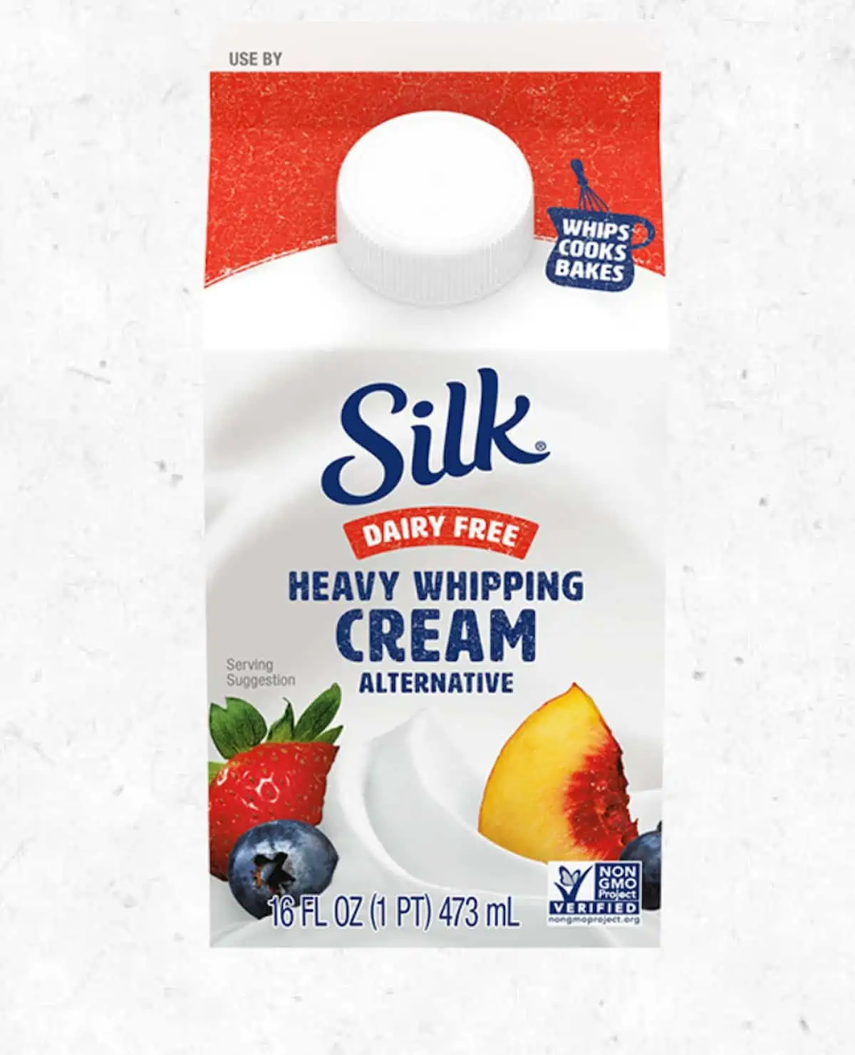 A carton of Silk's Dairy-Free Heavy Whipping Cream.