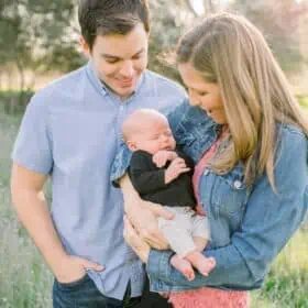 Vegan parents Michelle Cehn and Dan Miller with baby Graham.