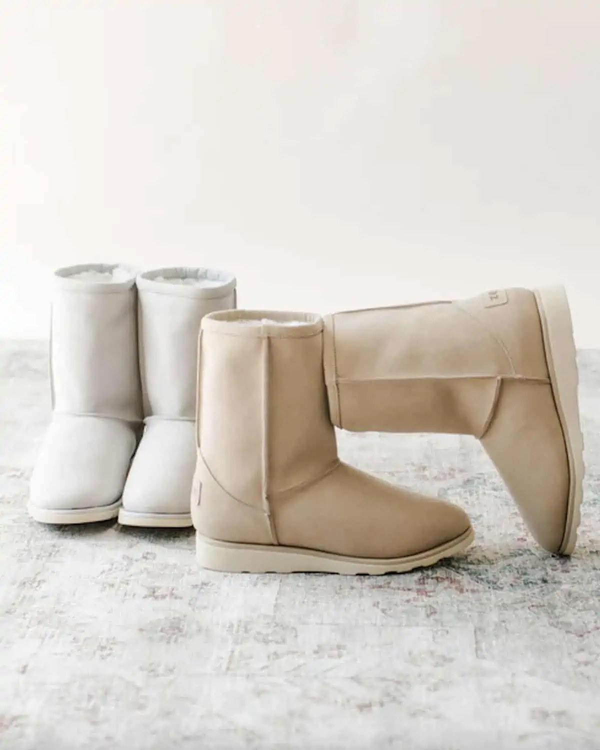 white and cream color vegan ugg boots from zette shoes online