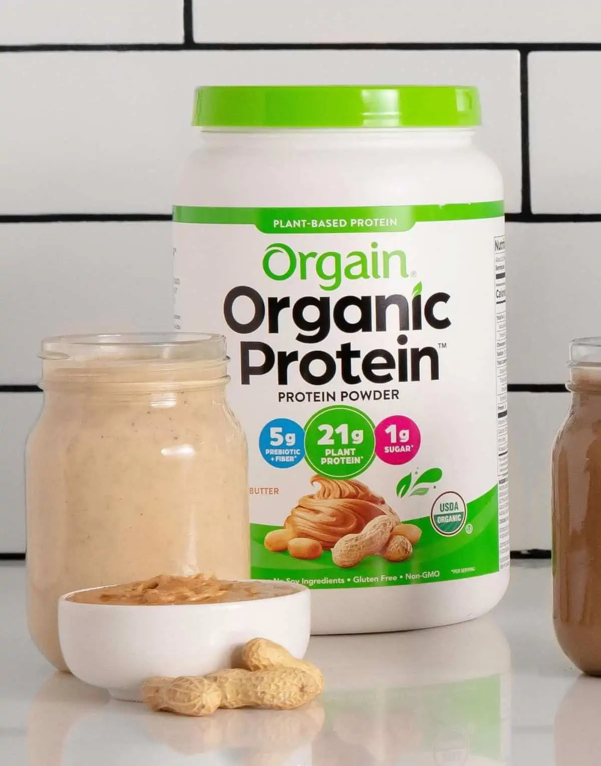 Orgain organic protein powder.