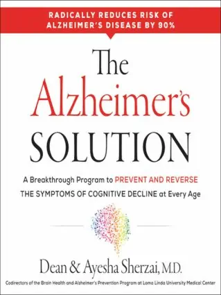 The book cover for The Alzheimer's Solution by Dr. Dean and Dr. Ayesha Sherzai.