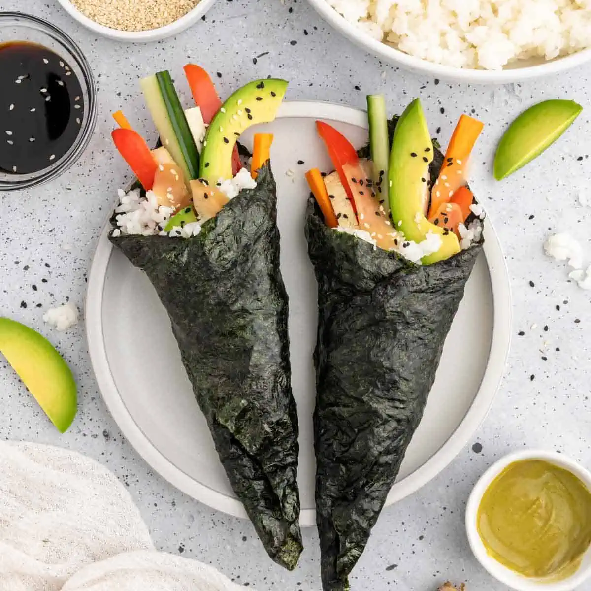 Tofu Temaki Sushi (Hand Rolls)