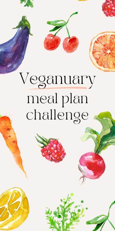 Veganuary plant based meal plan challenge for healthy eating on a budget.