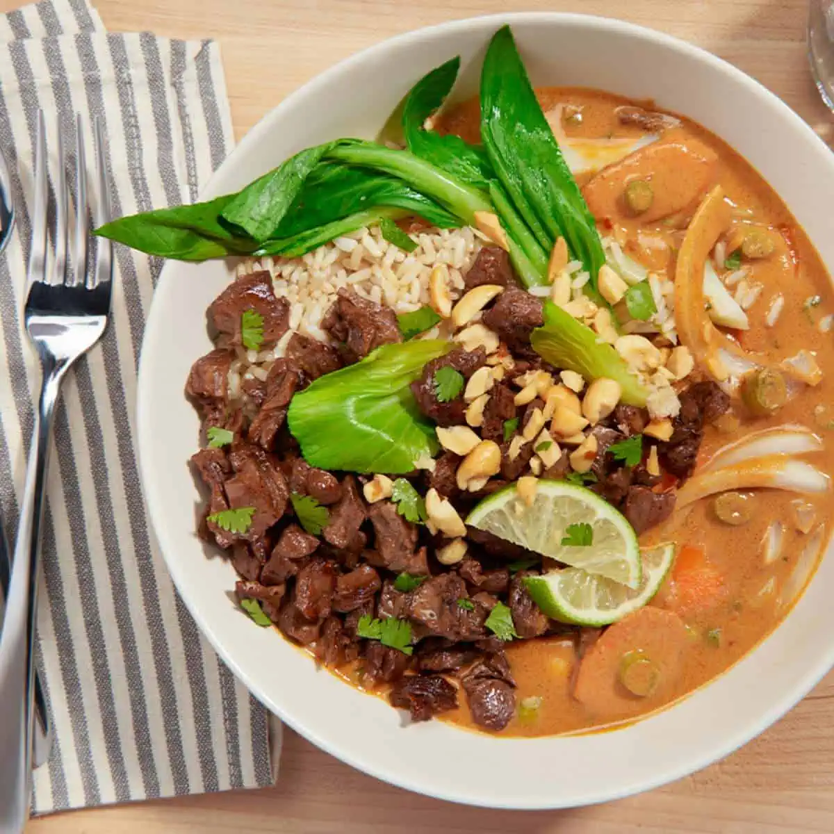 Beyond Steak Thai Red Curry in a bowl.