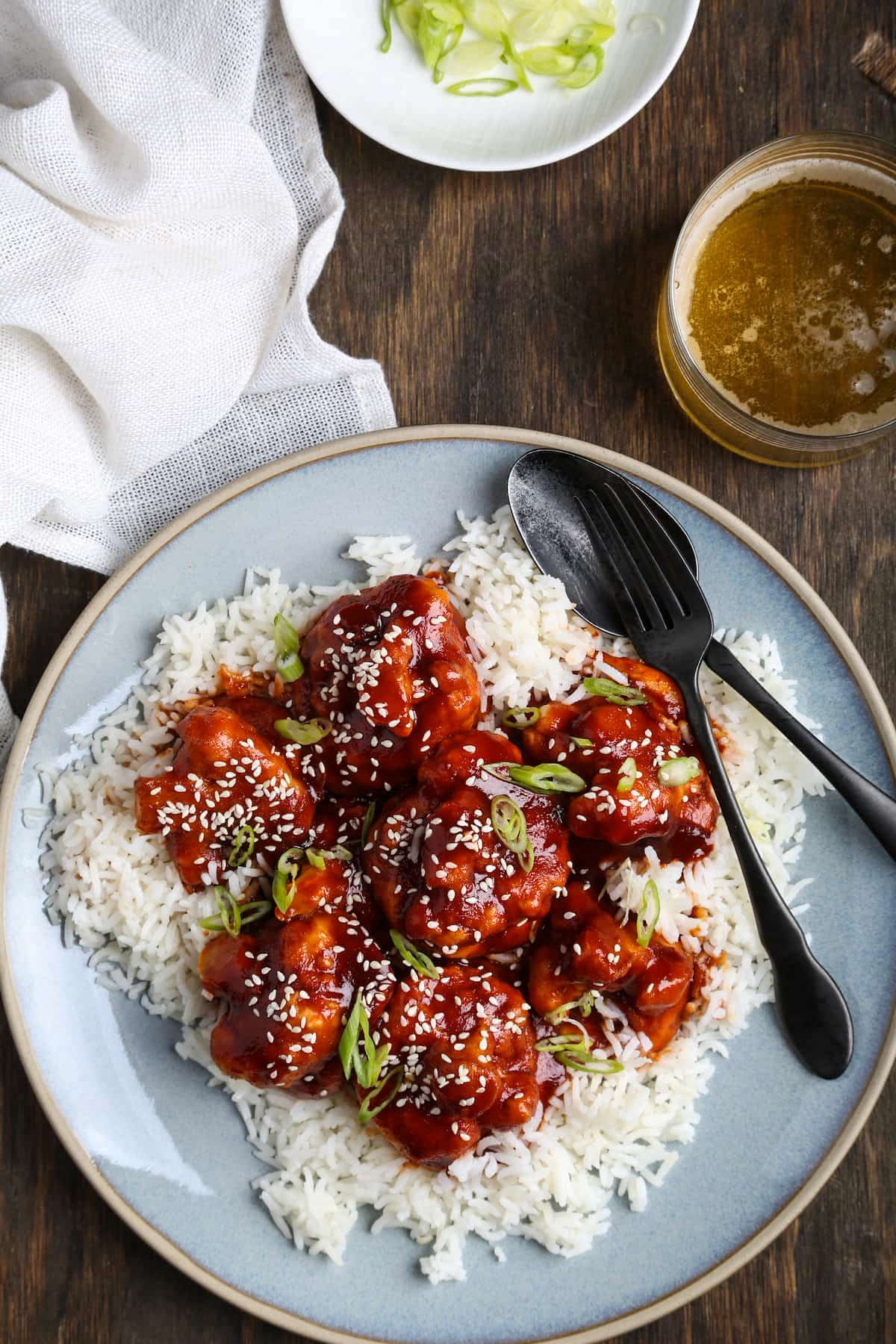 Vegan gochujang cauliflower.