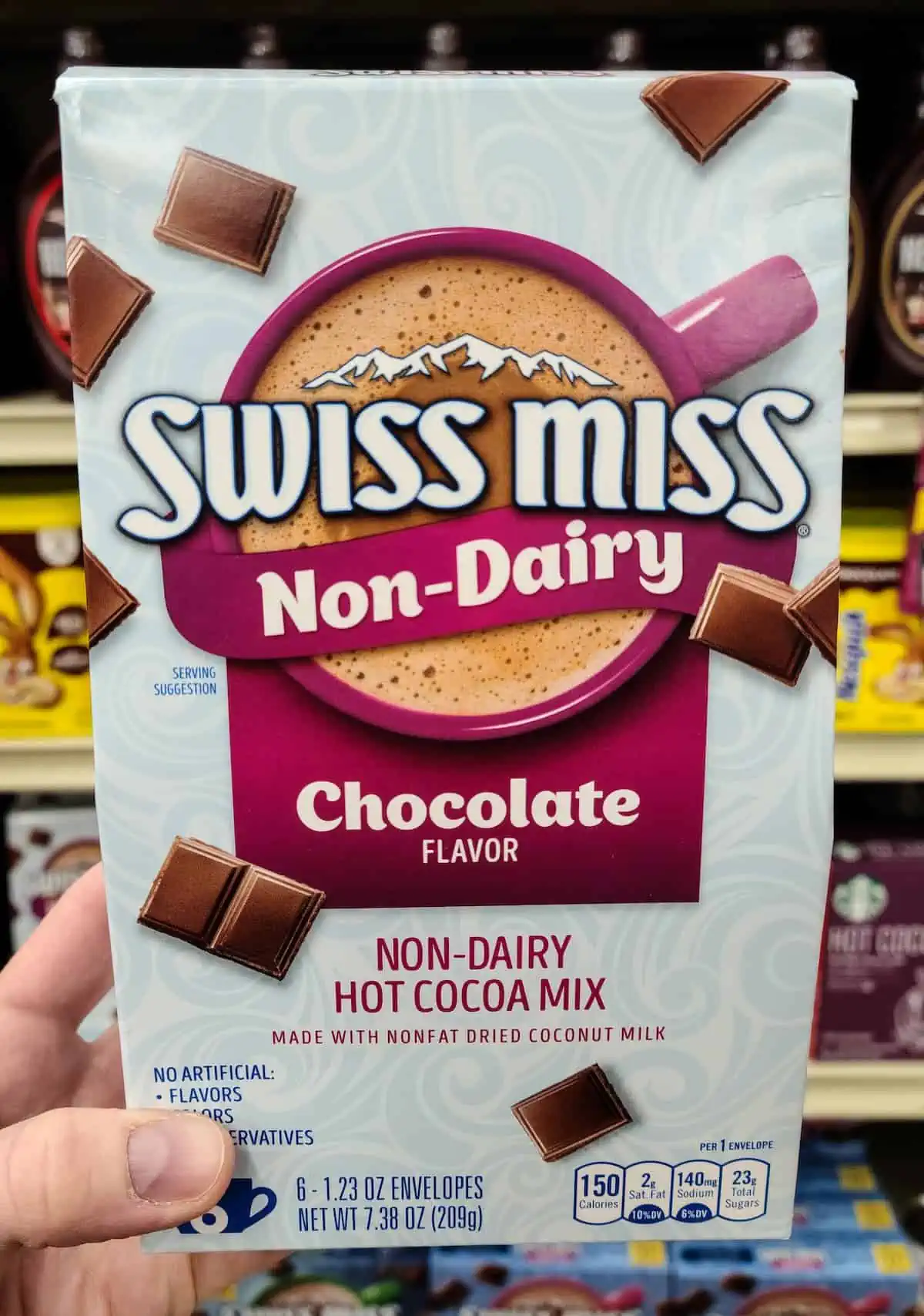 Swiss Miss brand vegan hot chocolate.