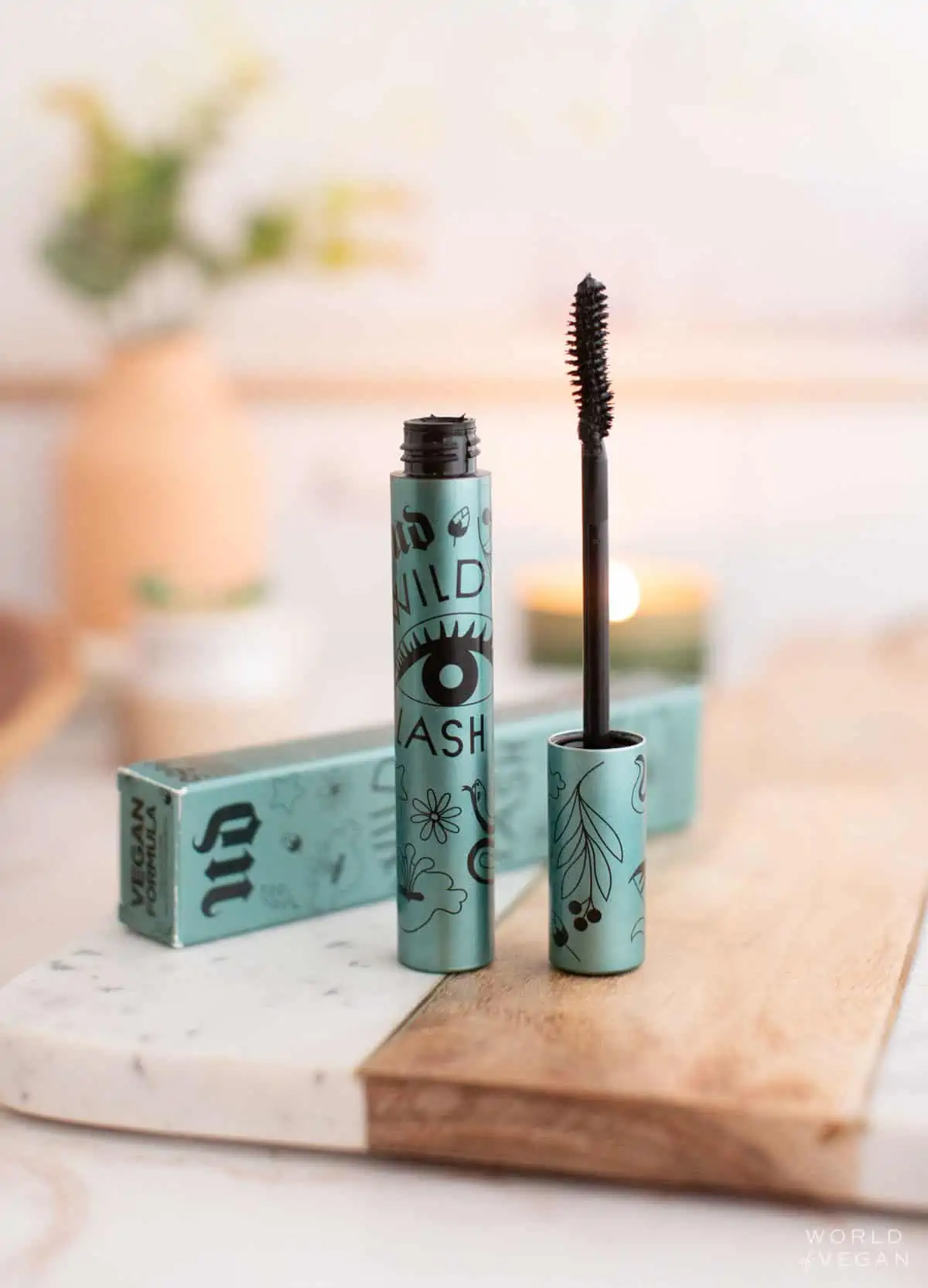 Urban Decay vegan mascara open with the brush visible. 