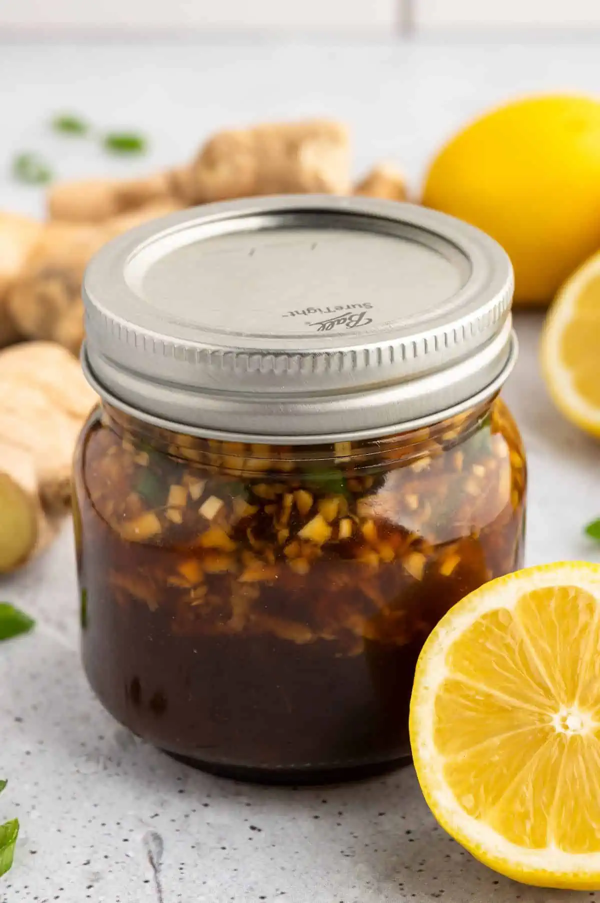 Asian tofu marinade in a jar.