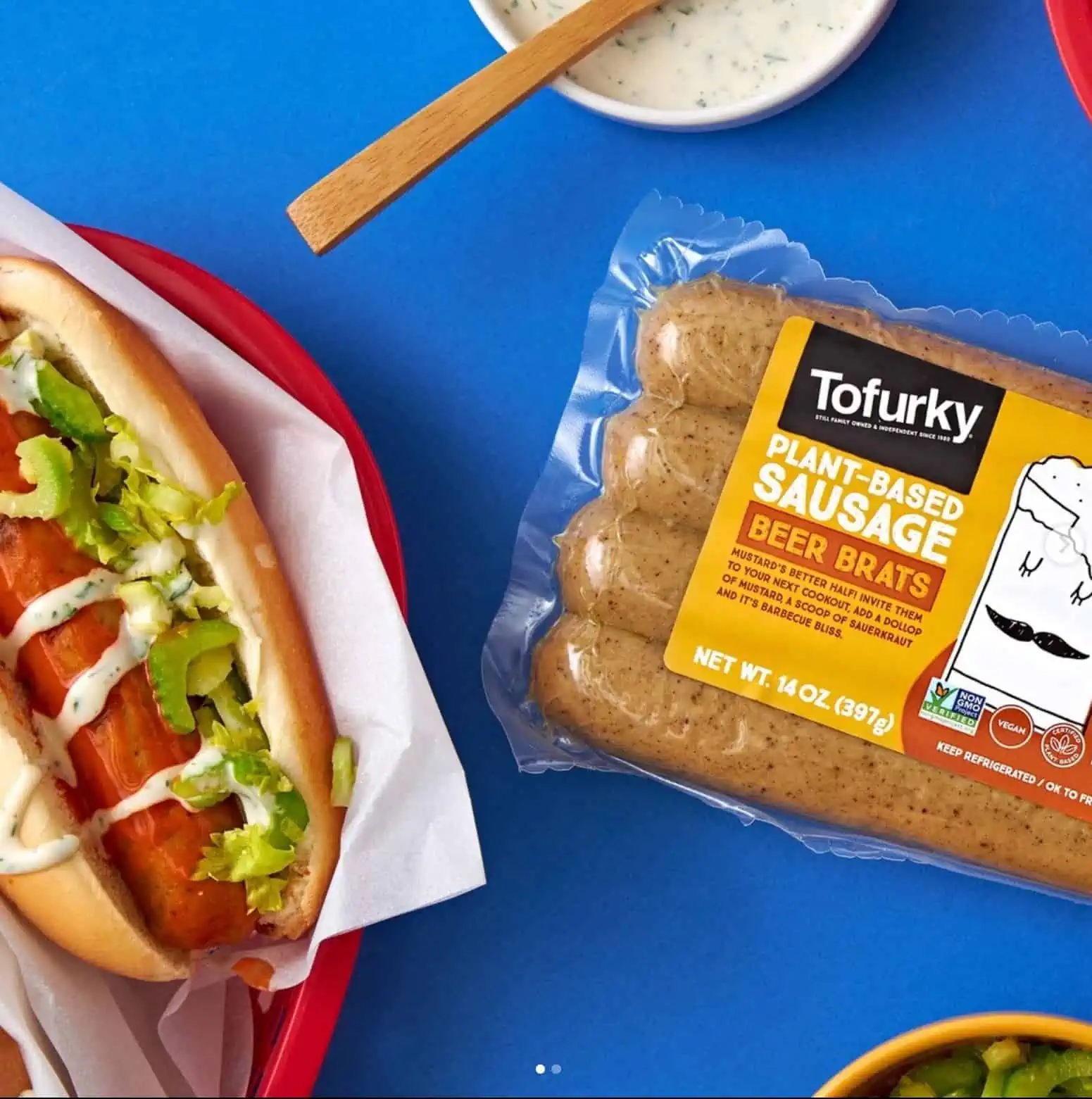 Tofurky brand vegan sausage.