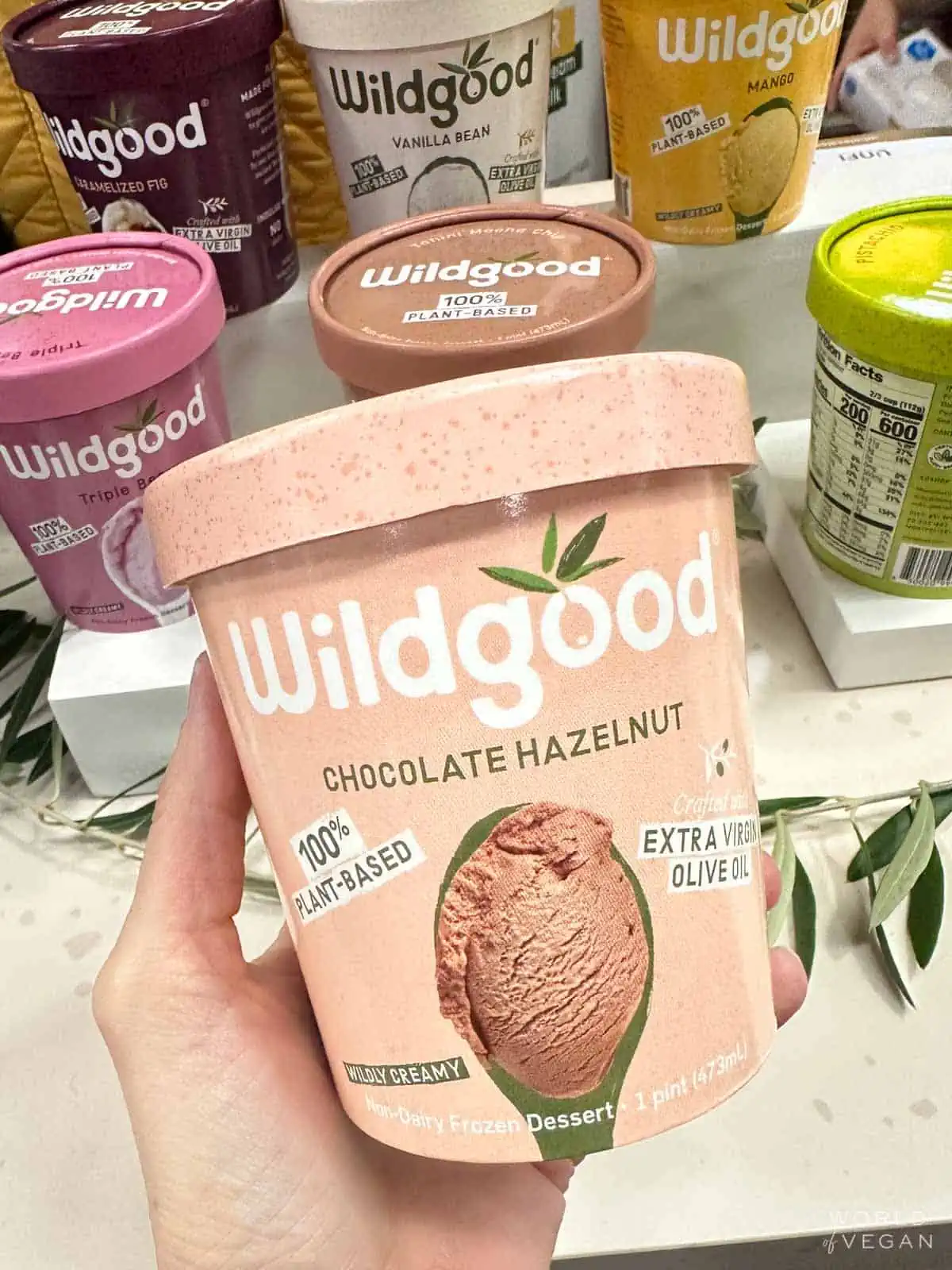 A carton of Wildgood brand plant-based ice cream.