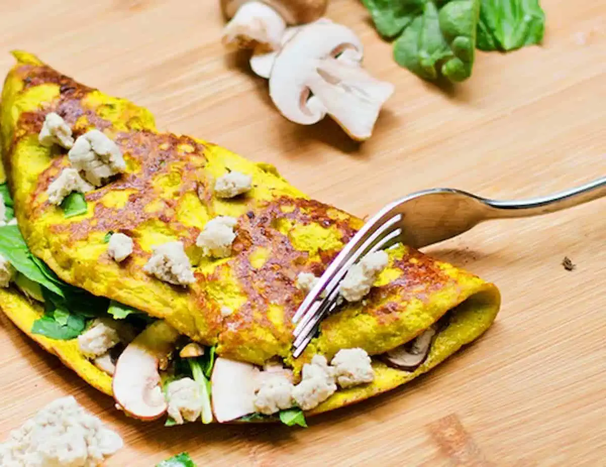 Vegan omelet made with Spero Pepita Egg.