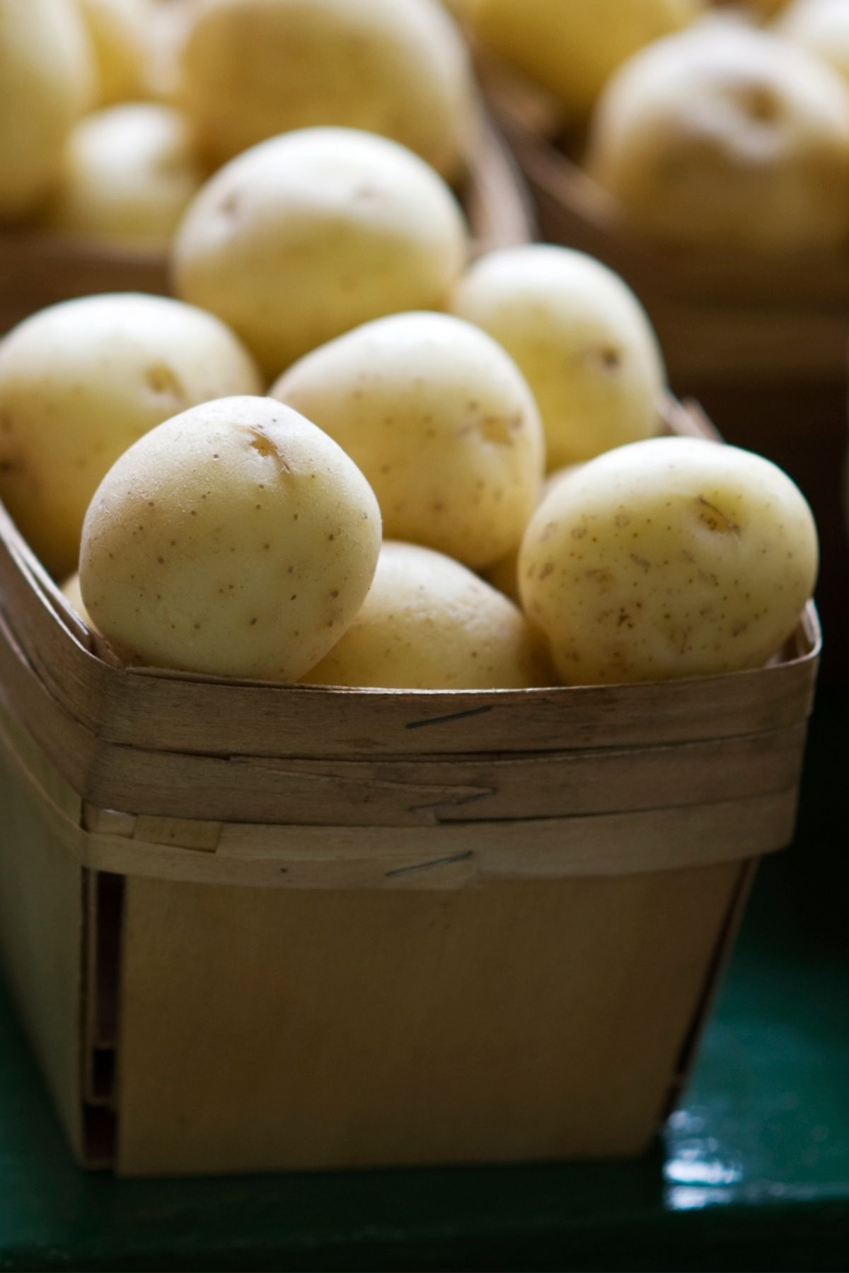 Baby potatoes in a container.