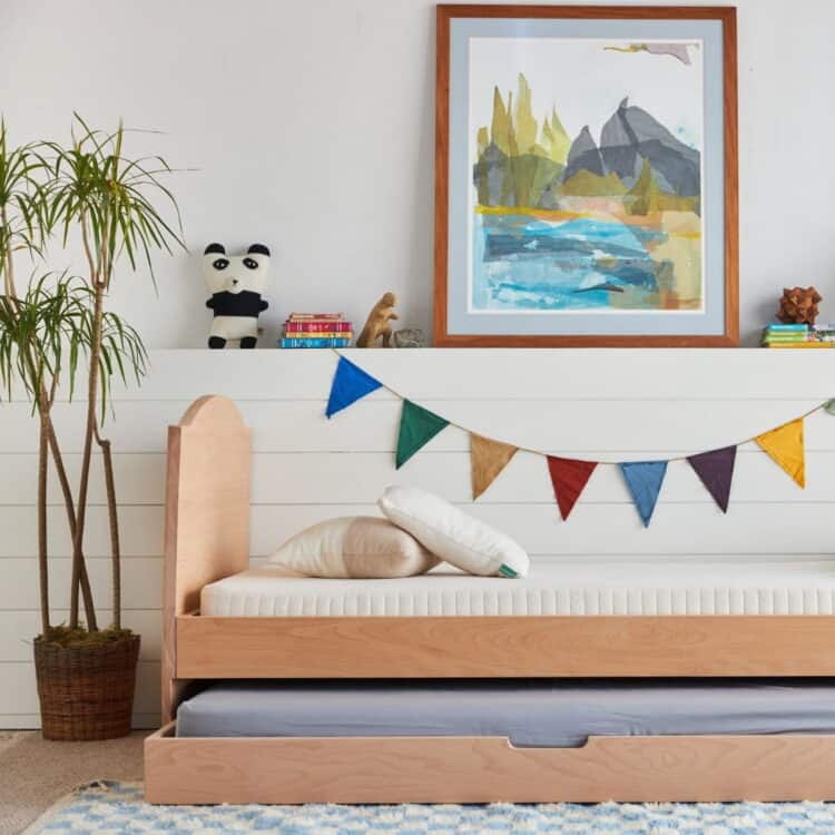 An Avocado Green vegan mattress in a child's bedroom.