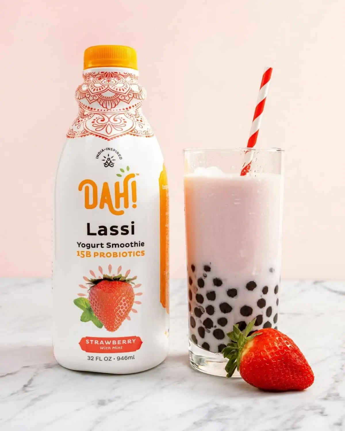 A vegan yogurt smoothie made with Dah! brand lassi.
