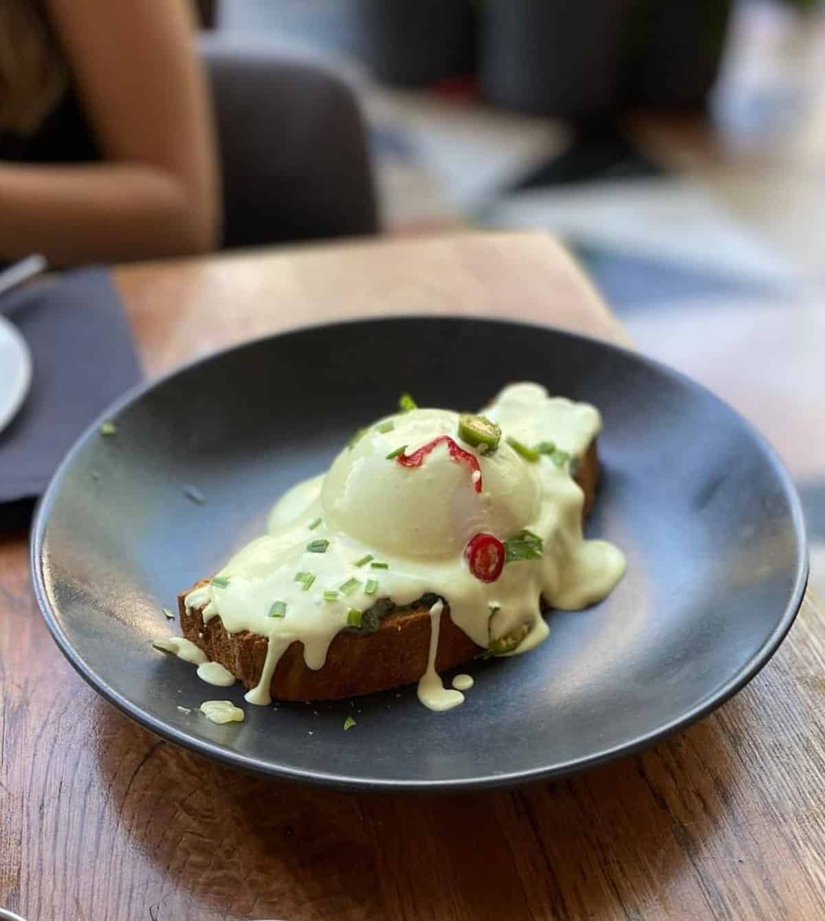 A vegan brunch item at Four One Six restaurant in Tel Aviv.