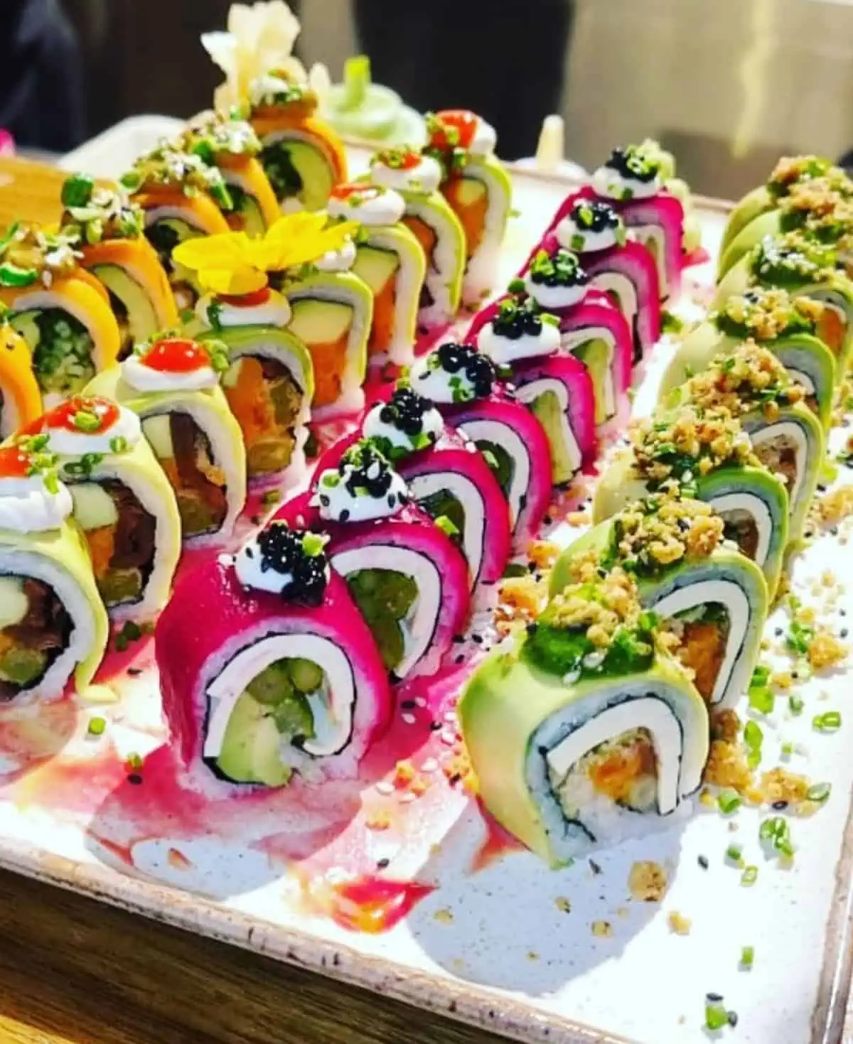 Vegan sushi at Green Roll sushi in Tel Aviv.