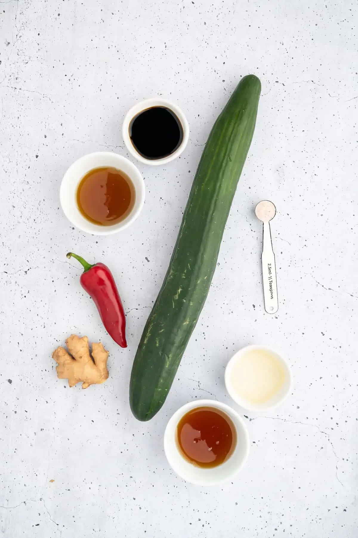Ingredients for making Japanese pickled cucumbers.