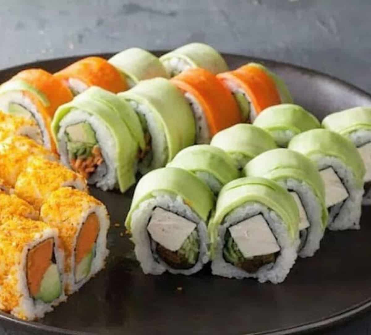 Vegan sushi at Nina Hachi restaurant in Tel Aviv.