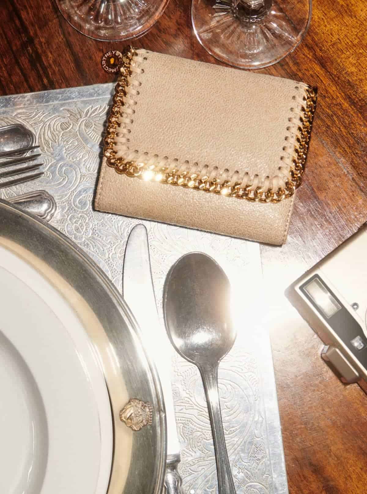 A Stella McCartney brand vegan wallet.