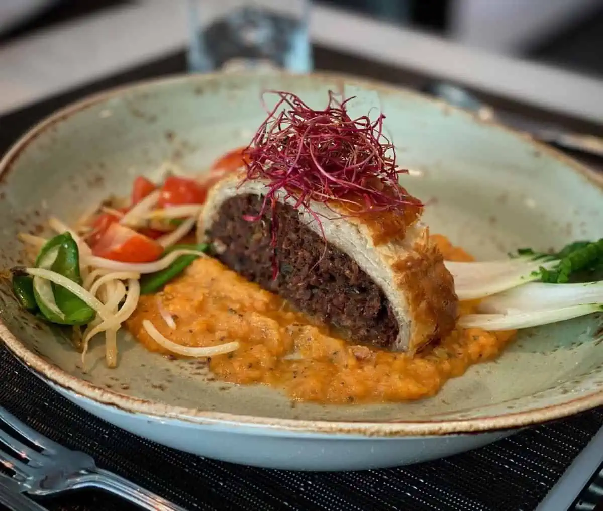 Seitan Strudel option on Vegan Culinary Cruises.