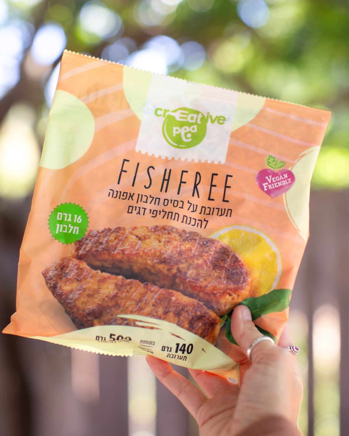 A bag of vegan fish mix from the brand Creative Pea.