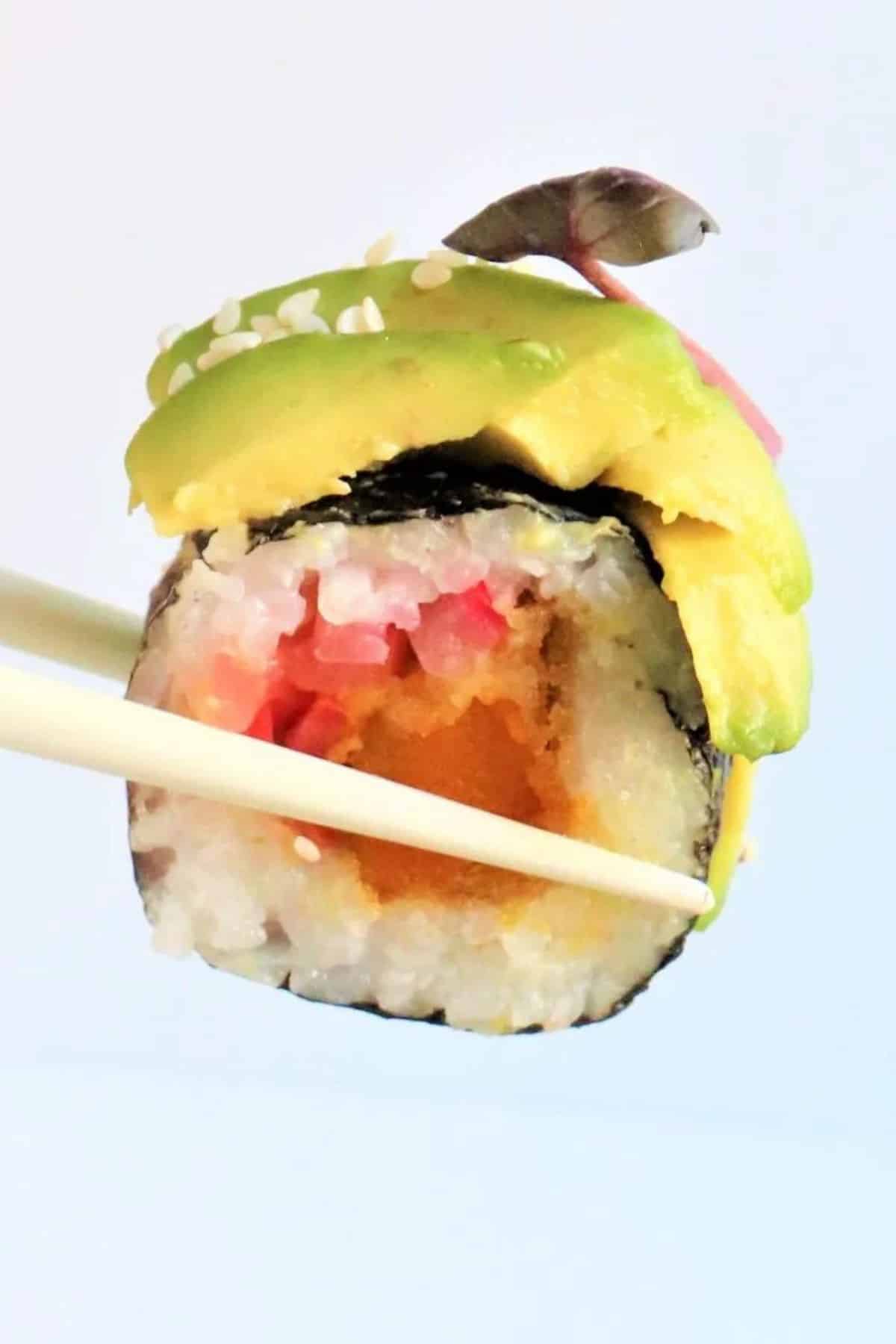 A Kabocha squash tempura roll.