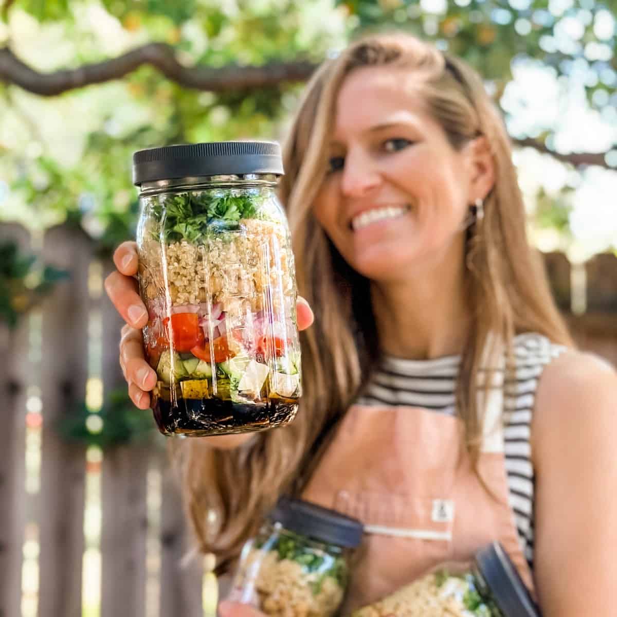 Mason Jar Salads with Sesame Yogurt Dressing {Vegetarian}