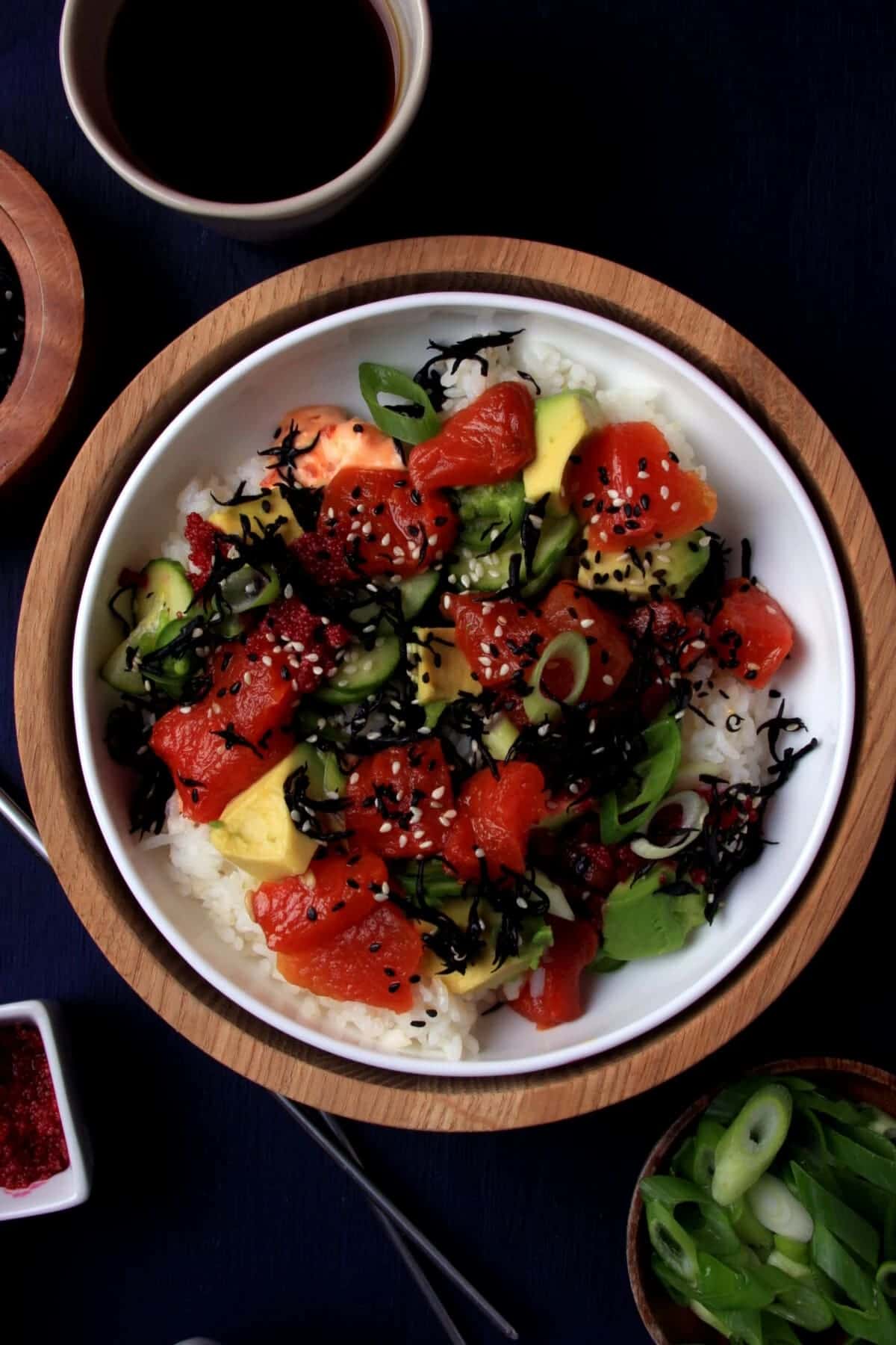 Watermelon tuna sushi bowl.