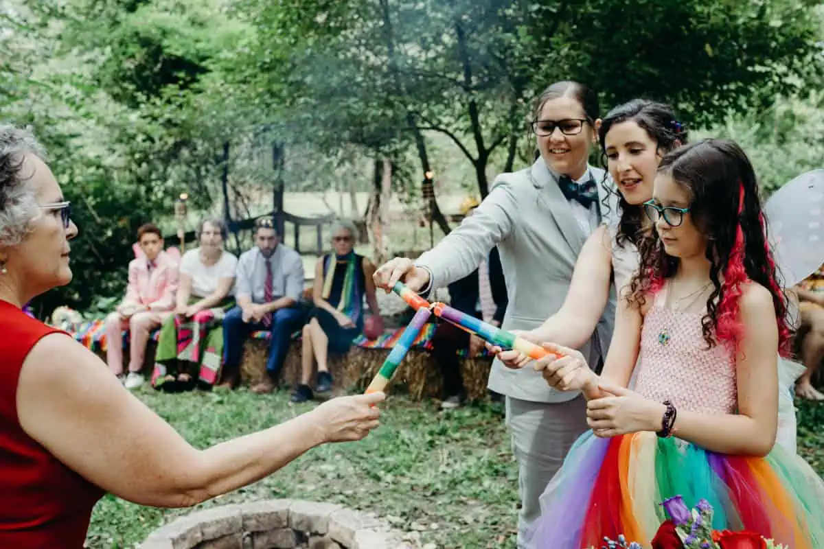 Rainbow candles wedding tradition idea.