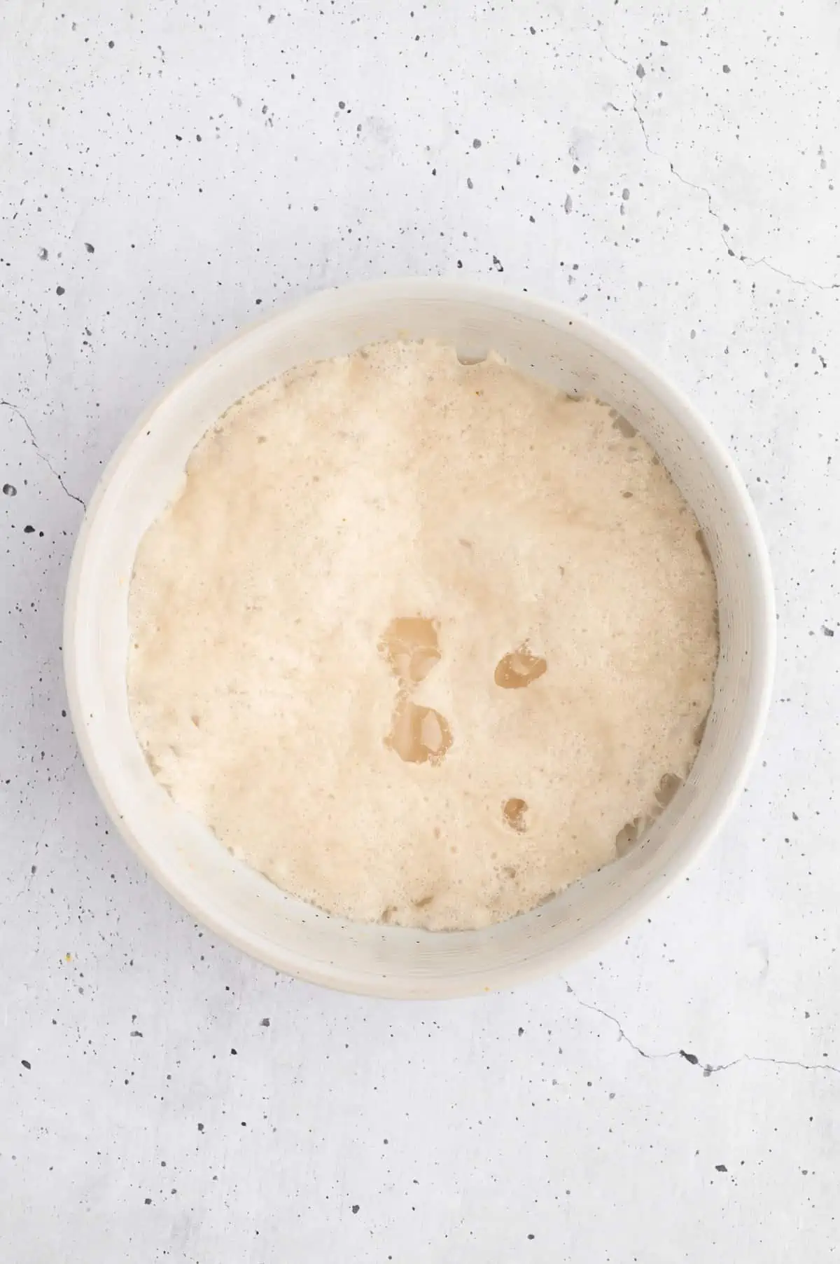 Proofed yeast in a bowl.