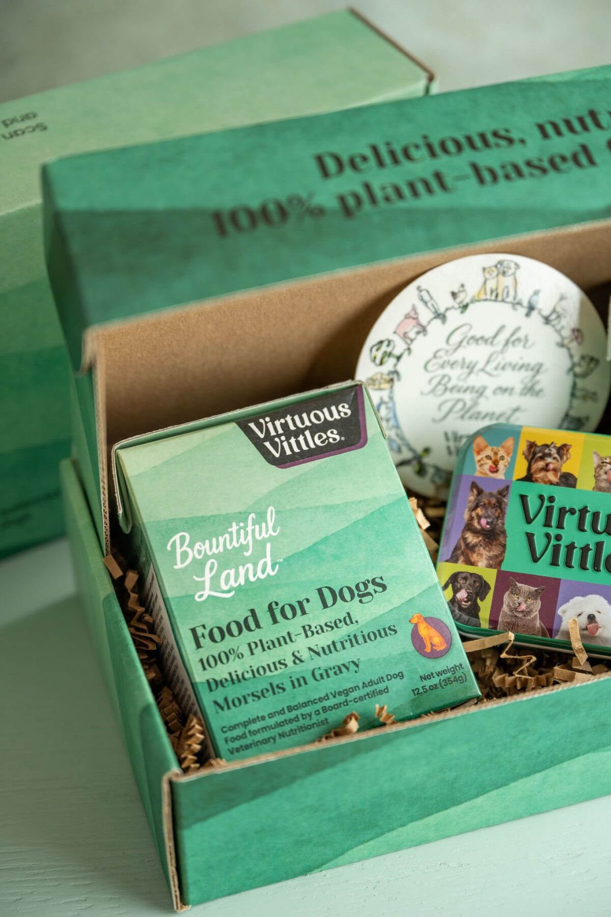 box of vegan dog food virtuous vittles