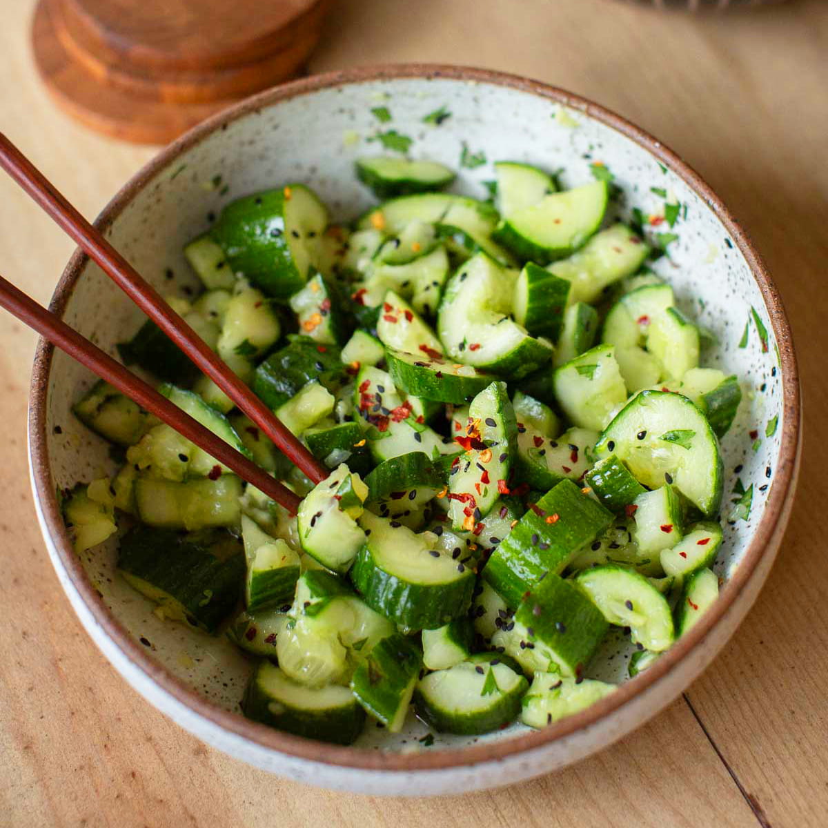 Smashed Spicy Asian Cucumber Salad