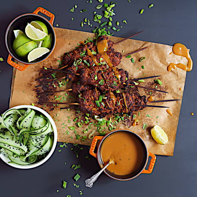 Smoky Seitan Kebabs With Peanut Sauce