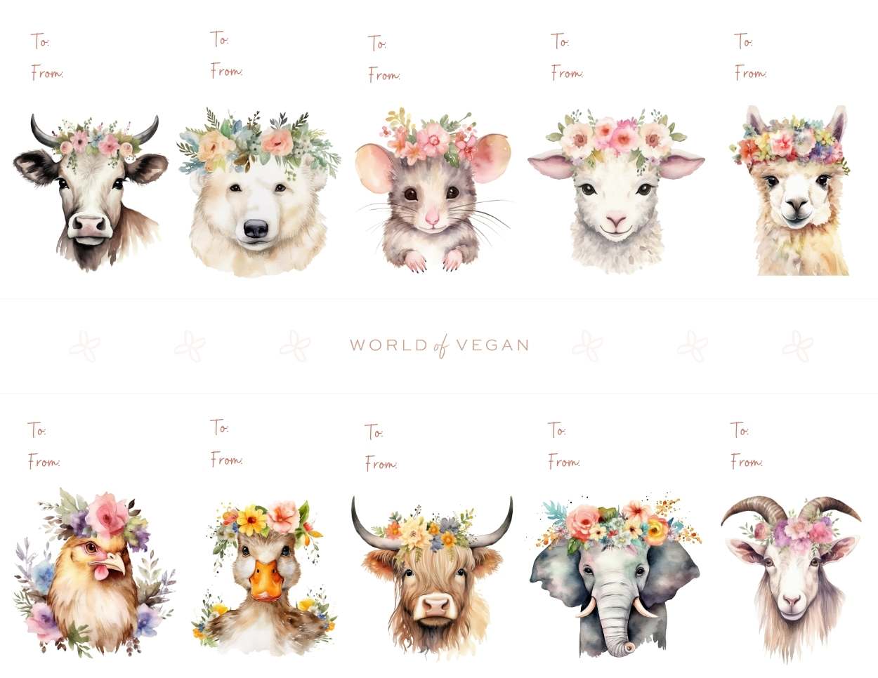 Preview of the printable vegan holiday gift tags. 