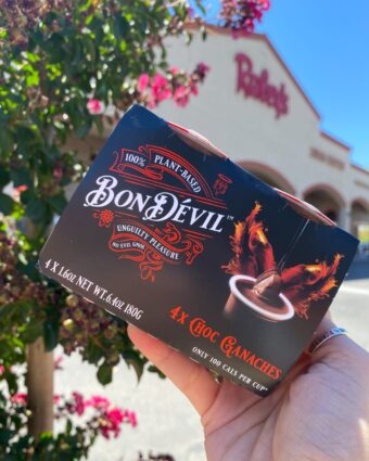 Package of Bon Devil brand vegan chocolate pudding ganache.