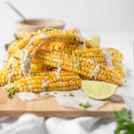 A stack of vegan corn ribs.