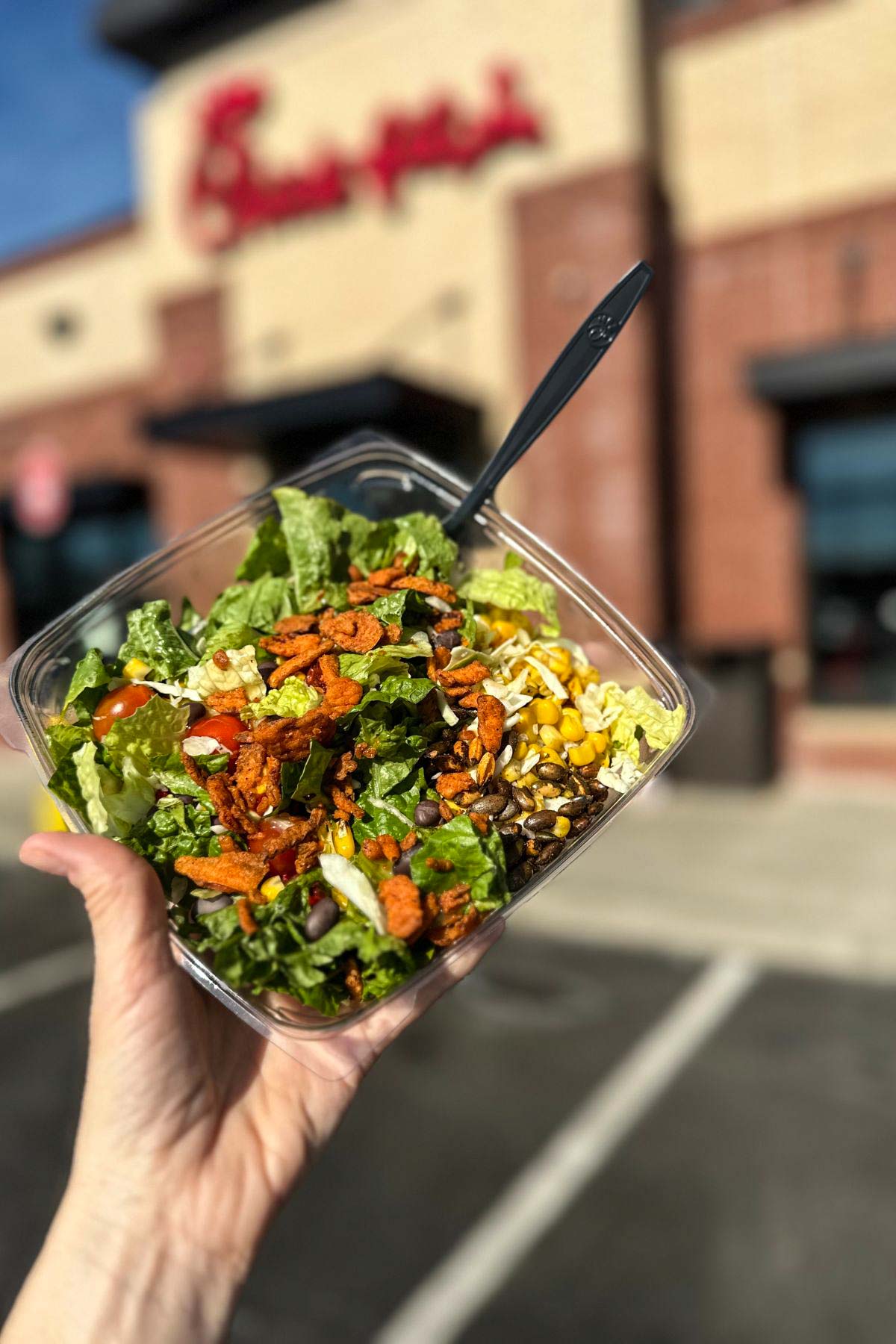 A southwest salad made vegan at Chick-fil-A.