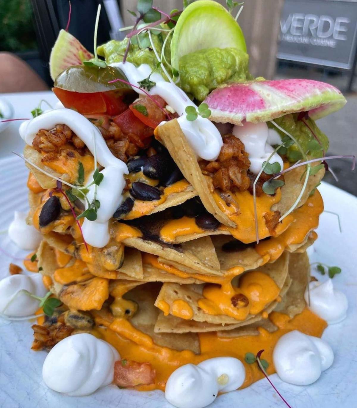 The vegan nachos at Bar Verde in NYC.