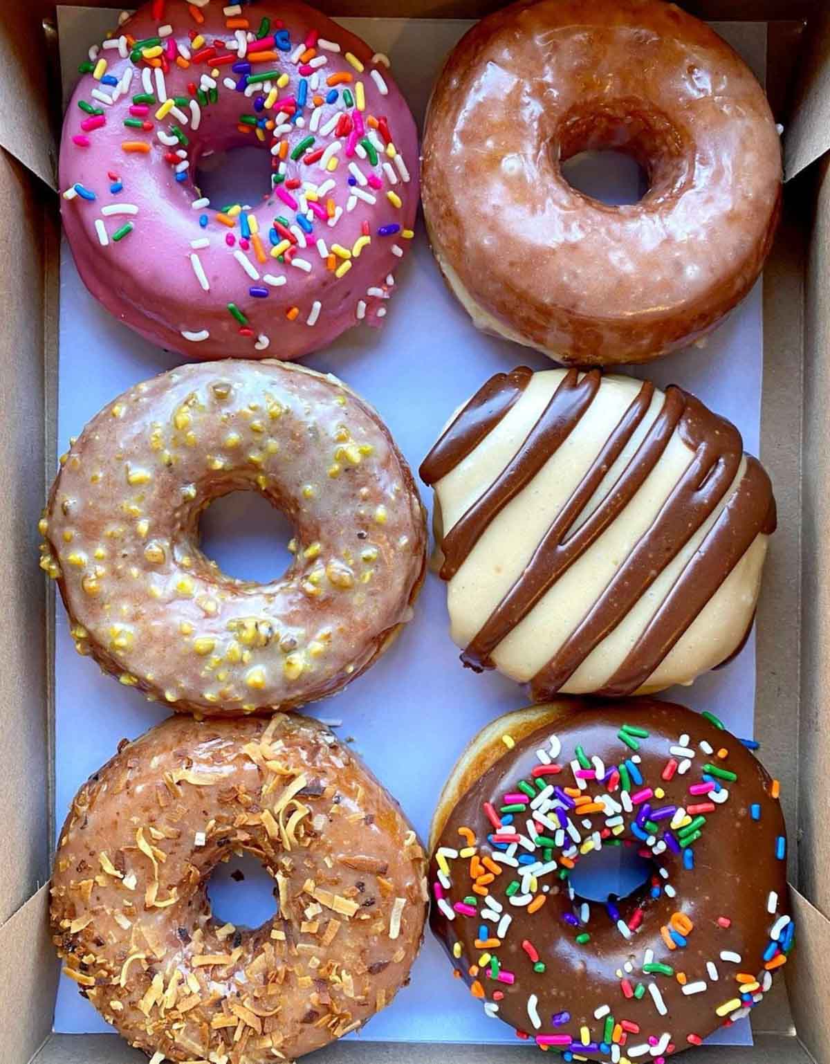 An assortment of vegan doughnuts from Dun-Well Doughnuts in New York City.