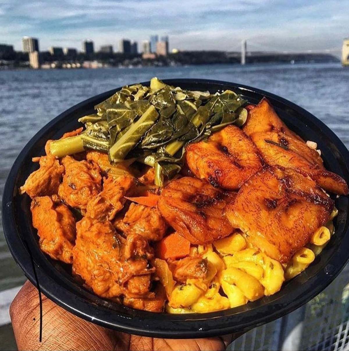 A plate of vegan soul food from Uptown Veg in NYC.